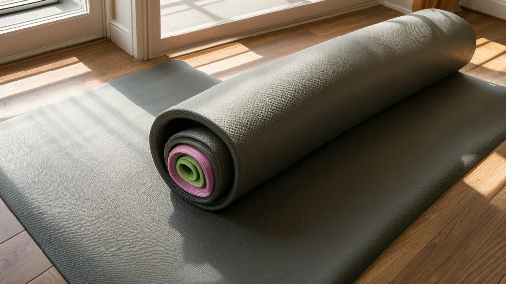 Yogamatte neben dem ausgedruckten AI-Act-Verordnungstext: Ausgleich zur Compliance-Arbeit als AI-Act-Beauftragte